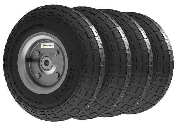 Sada 4 náhradních gumových pneumatik Outsunny 255 mm s 16 mm otvorem pro zahradní vozíky, kolečka a vozíky | Aosom