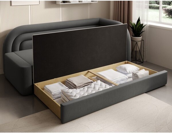 Taupe sametová rozkládací/s úložným prostorem pohovka pravý roh 223 cm Fabillo – ELTAP