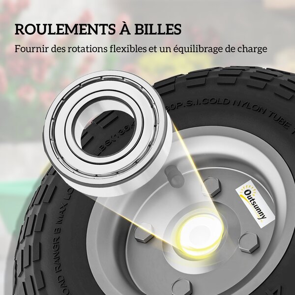 Sada 4 náhradních gumových pneumatik Outsunny 255 mm s 16 mm otvorem pro zahradní vozíky, kolečka a vozíky | Aosom
