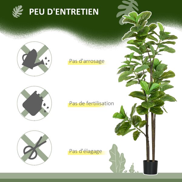 HOMCOM Sada 2 Umělých Rostlin Ficus Lyrata 180cm Vysoké s Květináčem, Velký Umělý Strom pro Dekoraci | Aosom