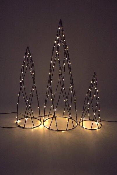 Sada kovových pyramid, 154 LED, teplá bílá
