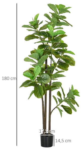 HOMCOM Sada 2 Umělých Rostlin Ficus Lyrata 180cm Vysoké s Květináčem, Velký Umělý Strom pro Dekoraci | Aosom