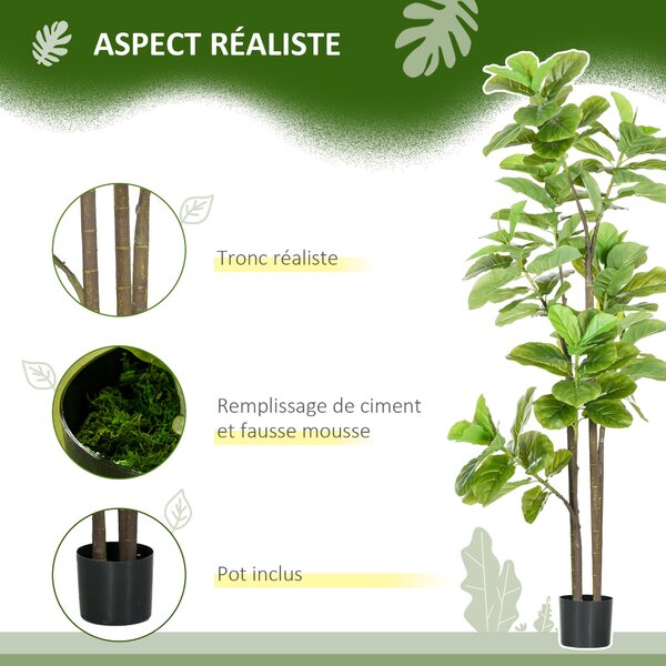 HOMCOM Sada 2 Umělých Rostlin Ficus Lyrata 180cm Vysoké s Květináčem, Velký Umělý Strom pro Dekoraci | Aosom