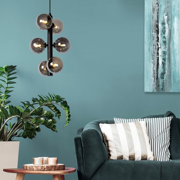 Toolight Toolight, závěsné svítidlo Modern 6xG9 APP1163-6CP, černá matná, OSW-04692