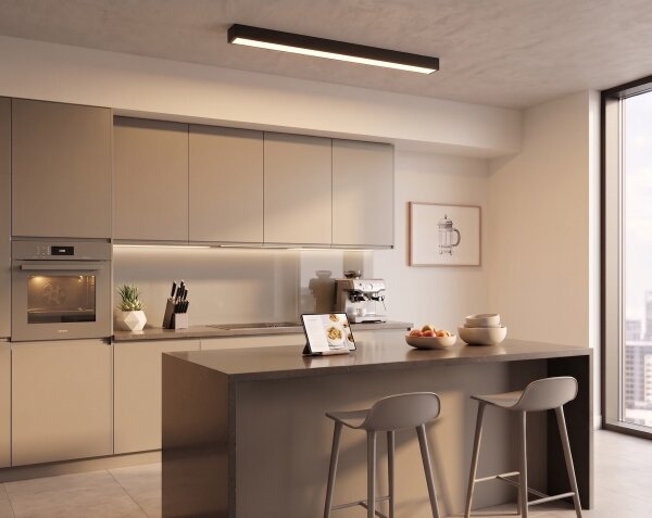 LED Přisazený/lustr na lanku LED/44W/230V 3000K 120 cm černá