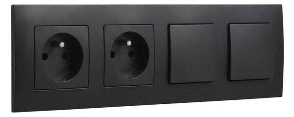 Legrand-Dvojitá zásuvka domovní 250V/16A a dvojitý jednopólový vypín č. 1 NILOE
