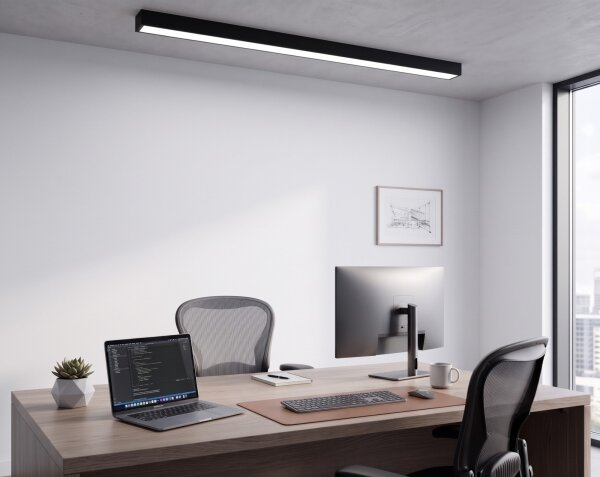 LED Přisazený/lustr na lanku LED/44W/230V 6000K 120 cm černá