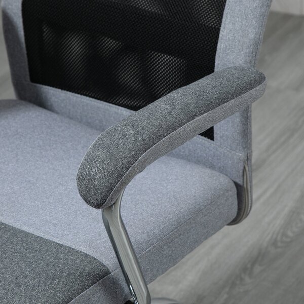 Vinsetto Ergonomická otočná kancelářská židle, nastavitelná výška a funkce houpání, síťovina, 65x67x119-129cm, Šedá | Aosom