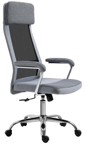 Vinsetto Ergonomická otočná kancelářská židle, nastavitelná výška a funkce houpání, síťovina, 65x67x119-129cm, Šedá | Aosom