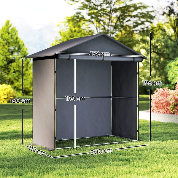 Outsunny Garážový stan 1,1x2m s rolovacím vstupem, provazy a kolíky, pozinkovaná ocel a 420D Oxford venkovní garáž na jízdní kola a zahradní nářadí, U