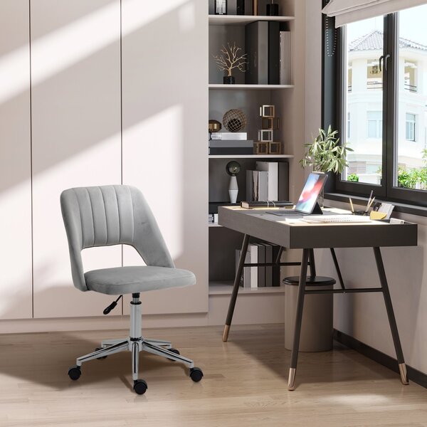 Ergonomická a otočná kancelářská židle Vinsetto, polstrovaná pracovní židle s nastavitelnou výškou, šedá 49x60x79-91cm | Aosom