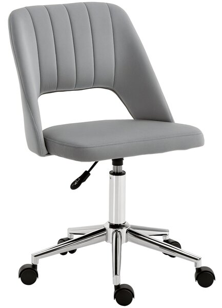 Ergonomická a otočná kancelářská židle Vinsetto, polstrovaná pracovní židle s nastavitelnou výškou, šedá 49x60x79-91cm | Aosom