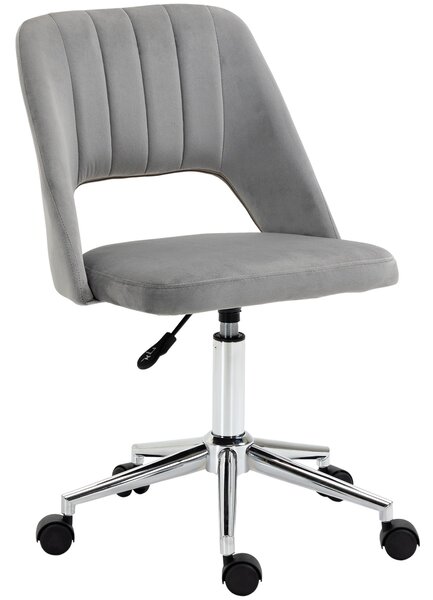 Ergonomická a otočná kancelářská židle Vinsetto, polstrovaná pracovní židle s nastavitelnou výškou, šedá 49x60x79-91cm | Aosom