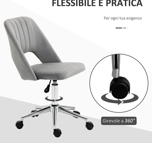 Ergonomická a otočná kancelářská židle Vinsetto, polstrovaná pracovní židle s nastavitelnou výškou, šedá 49x60x79-91cm | Aosom