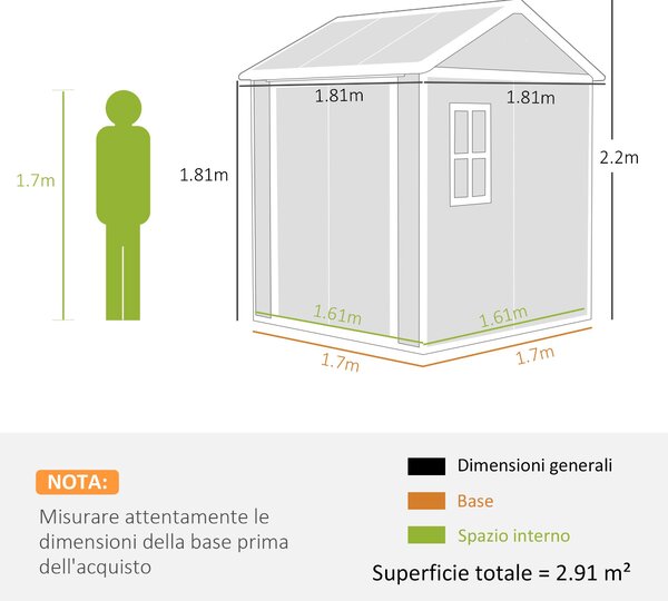Zahradní kůlna Outsunny s povrchem připomínajícím staré dřevo, 2,91 m², s dvojitými dveřmi a zámkem, šikmou střechou, 181x181x220 cm, šedá | Aosom