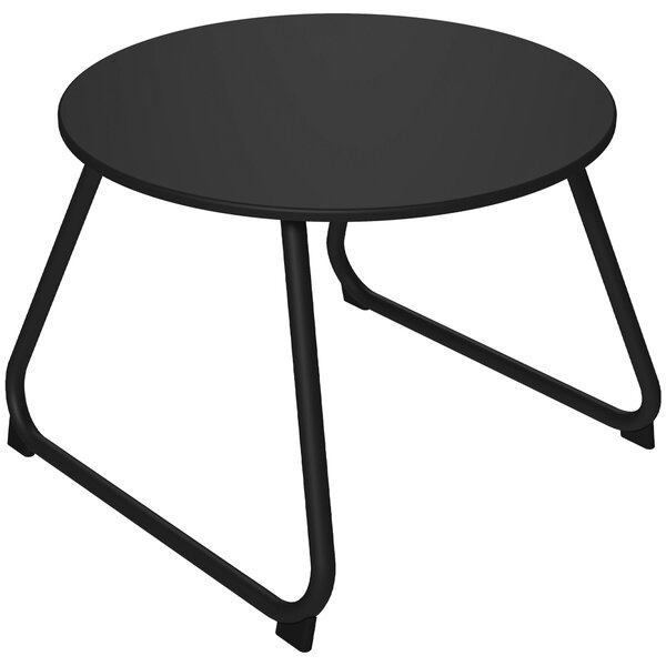 Outsunny Nastavitelný Balkonový Stolek Ø48x37 cm z Lakovaného Kovového Materiálu, Černý | Aosom