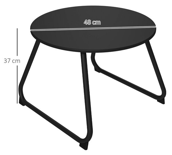 Outsunny Nastavitelný Balkonový Stolek Ø48x37 cm z Lakovaného Kovového Materiálu, Černý | Aosom