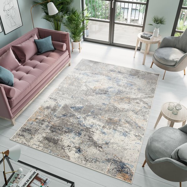 Makro Abra Moderní kusový koberec PORTLAND G500B bílý modrý Rozměr: 200x300 cm