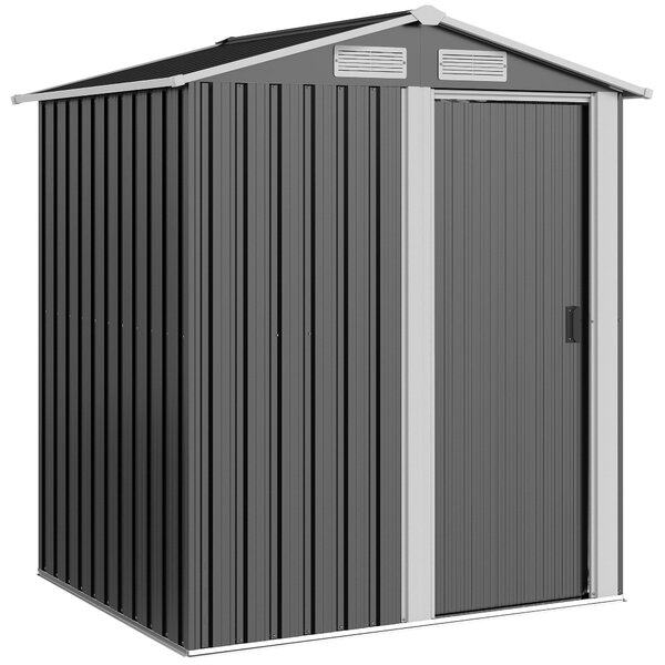 Zahradní kůlna Outsunny z pozinkované oceli, skladovací kůlna na nářadí se šikmou střechou a 4 ventilačními otvory, 152x132x188cm, tmavě šedá a bílá |