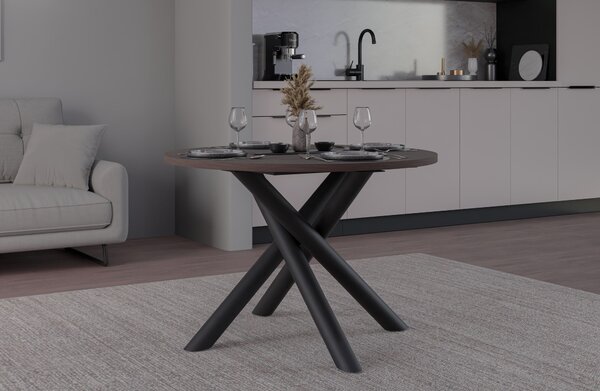 Kulatý jídelní stůl 110 cm Ossla (ořech). Akce -11%