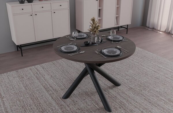 Kulatý jídelní stůl 110 cm Ossla (ořech). Akce -11%