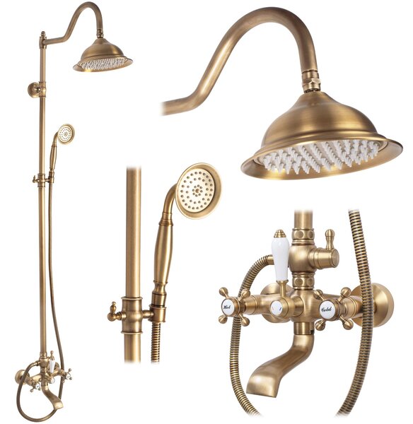 Rea Bergamo, sprchový set v retro stylu, antická bronz, REA-P5002