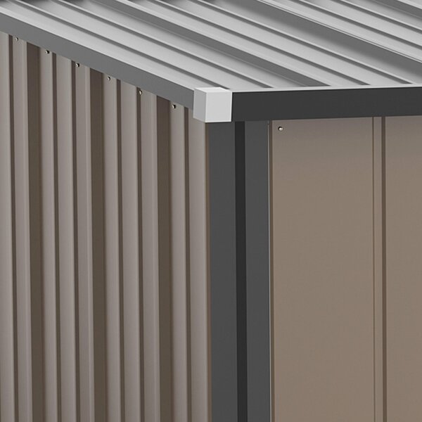 Zahradní kůlna Outsunny 1,34 m² s pultovou střechou, uzamykatelný nástrojový kabinet, vyrobený z pozinkované oceli, 161,5 x 94,5 x 196 cm, hnědý | Aos