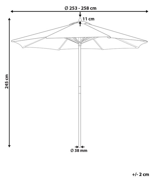 Slunečník 260 cm FERENTILLO Černá/Bílá