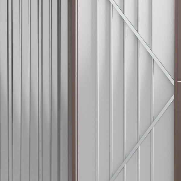 Zahradní kůlna Outsunny 1,34 m² s pultovou střechou, uzamykatelný nástrojový kabinet, vyrobený z pozinkované oceli, 161,5 x 94,5 x 196 cm, hnědý | Aos