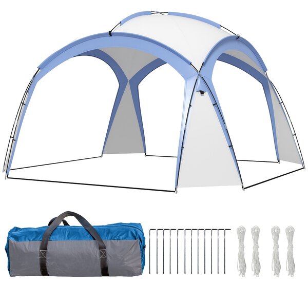 Outsunny Pavilon pro Akce 3,5 x 3,5 m s Dveřmi na Háčku, Ochrana proti Dešti se Silnými Ocelovými Tyčemi, Zahradní Stan s UV Ochrannou, Slunečník pro