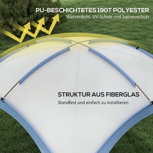 Outsunny Pavilon pro Akce 3,5 x 3,5 m s Dveřmi na Háčku, Ochrana proti Dešti se Silnými Ocelovými Tyčemi, Zahradní Stan s UV Ochrannou, Slunečník pro
