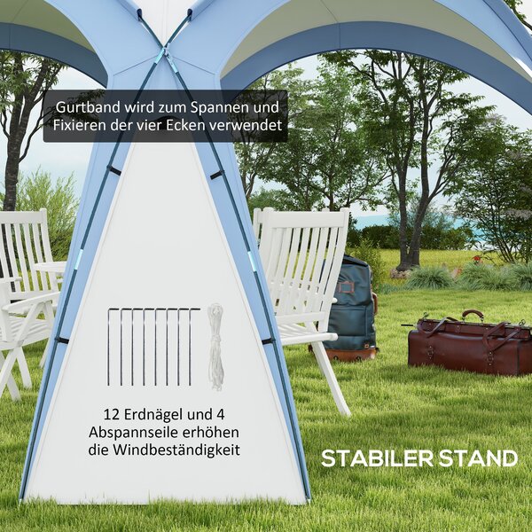 Outsunny Pavilon pro Akce 3,5 x 3,5 m s Dveřmi na Háčku, Ochrana proti Dešti se Silnými Ocelovými Tyčemi, Zahradní Stan s UV Ochrannou, Slunečník pro