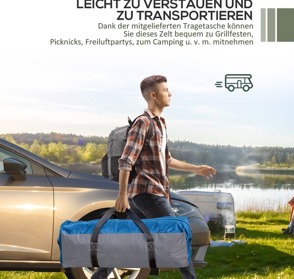 Outsunny Pavilon pro Akce 3,5 x 3,5 m s Dveřmi na Háčku, Ochrana proti Dešti se Silnými Ocelovými Tyčemi, Zahradní Stan s UV Ochrannou, Slunečník pro