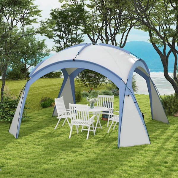 Outsunny Pavilon pro Akce 3,5 x 3,5 m s Dveřmi na Háčku, Ochrana proti Dešti se Silnými Ocelovými Tyčemi, Zahradní Stan s UV Ochrannou, Slunečník pro