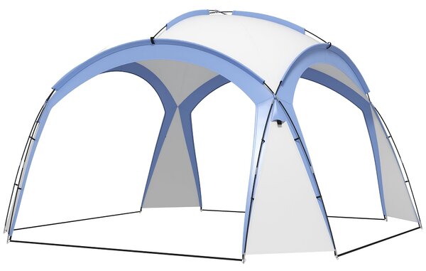 Outsunny Pavilon pro Akce 3,5 x 3,5 m s Dveřmi na Háčku, Ochrana proti Dešti se Silnými Ocelovými Tyčemi, Zahradní Stan s UV Ochrannou, Slunečník pro