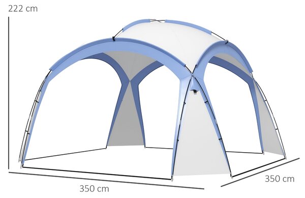 Outsunny Pavilon pro Akce 3,5 x 3,5 m s Dveřmi na Háčku, Ochrana proti Dešti se Silnými Ocelovými Tyčemi, Zahradní Stan s UV Ochrannou, Slunečník pro