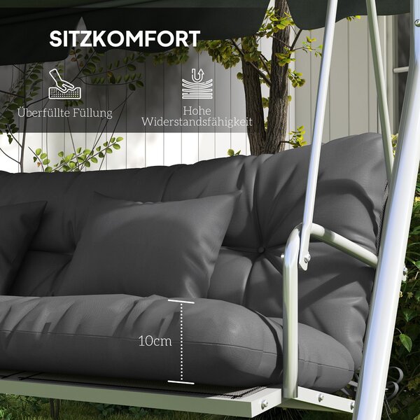 Outsunny Sada 4 Kusů Polstrů, 150x50 cm Voděodolné Polstry na Židle s Uvazováním, Uzlový Design s 10cm Silnou Výplní pro Houpačku, Polstr pro Domov, Z