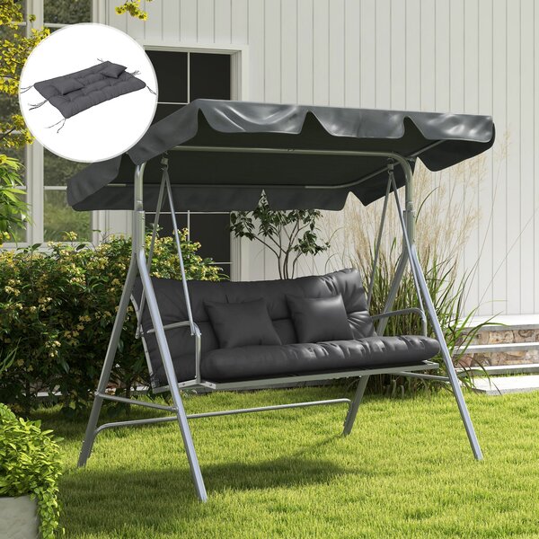 Outsunny Sada 4 Kusů Polstrů, 150x50 cm Voděodolné Polstry na Židle s Uvazováním, Uzlový Design s 10cm Silnou Výplní pro Houpačku, Polstr pro Domov, Z
