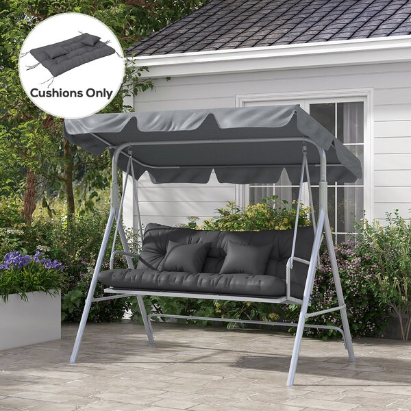 Outsunny Sada 4 Kusů Polstrů, 150x50 cm Voděodolné Polstry na Židle s Uvazováním, Uzlový Design s 10cm Silnou Výplní pro Houpačku, Polstr pro Domov, Z