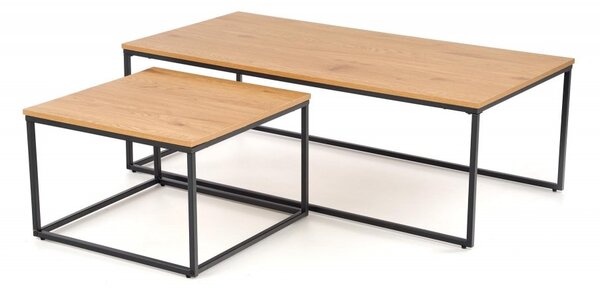 Set konferenčních stolků ALASKA — dekor dub, kov