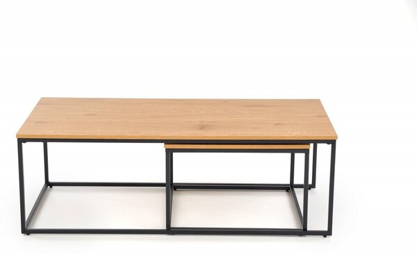 Set konferenčních stolků ALASKA — dekor dub, kov