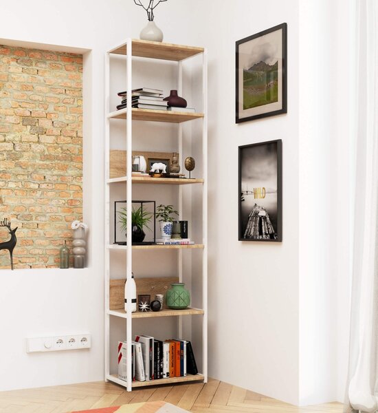 Ak furniture Regál LOFT 50 cm bílý/dub sonoma