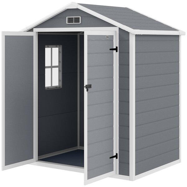 Outsunny Kůlna na Nástroje 2,12 m² 183x134x210 cm Sklad nářadí s Šikmou Střechou Zámkovými Dveřmi Okny Podlahou Odolný Proti Počasí Zahradní Dům Venku