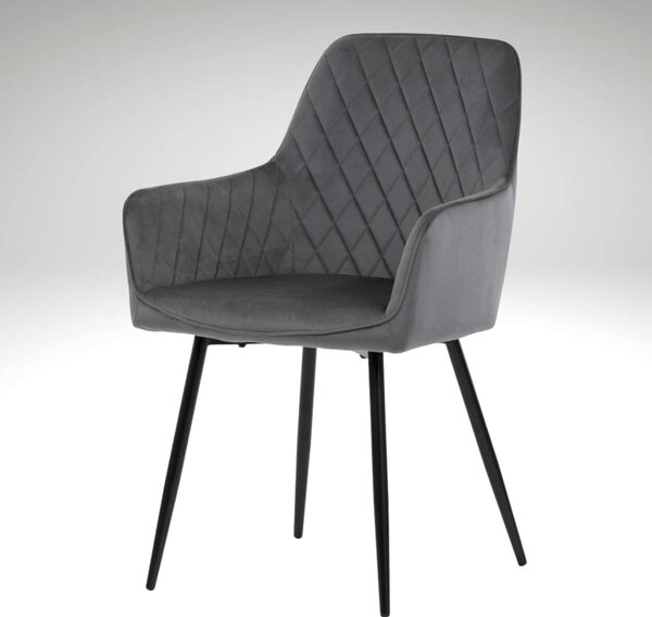 Vikio Jídelní set pro 6 osob 180x90 cm dub noha U šedá židle s područkami VJS168-6S