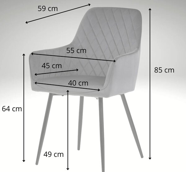 Vikio Jídelní set pro 6 osob 180x90 cm dub noha U šedá židle s područkami VJS168-6S