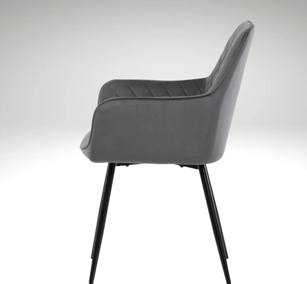 Vikio Jídelní set pro 4 osoby 160x90 cm dub noha U šedá židle s područkami VJS166-4S