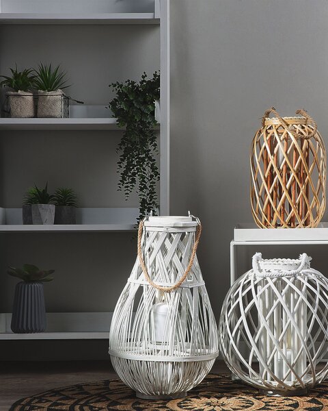 Lucerna TONGA 77 cm Bambus Bílá