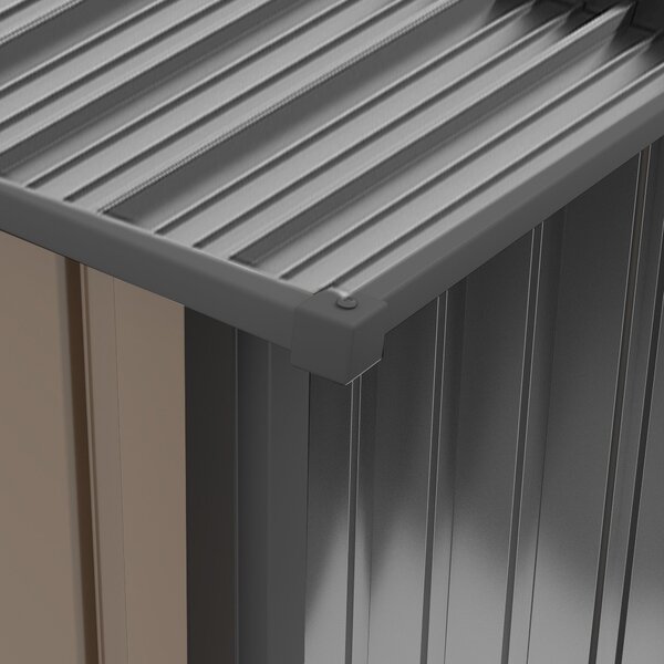 Outsunny Kovový Kůlna na Nářadí 1,6m³ 100x103x160cm Zahradní Kůlna s Šikmou Střechou a Zámkem Voděodolný Úložný Kabinet pro Zahradu, Hnědá | Aosom