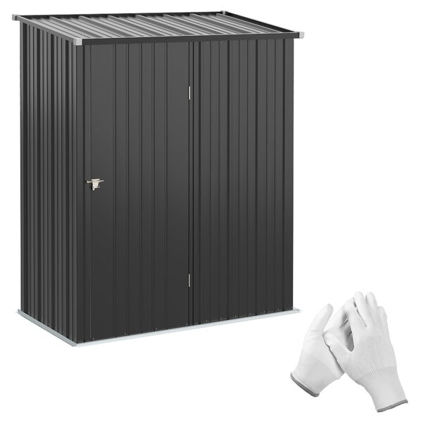 Outsunny Úložná Kůlna s Šikmou Střechou 1,34m² Zahradní Dům Nářaďový Šop Lockable Utility Cabinet Zinková Ocel Černá 161,5 x 94,5 x 196 cm | Aosom