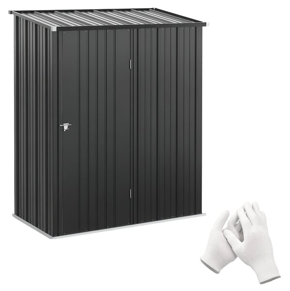 Outsunny Úložná Kůlna s Šikmou Střechou 1,34m² Zahradní Dům Nářaďový Šop Lockable Utility Cabinet Zinková Ocel Černá 161,5 x 94,5 x 196 cm | Aosom
